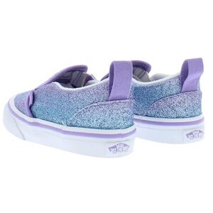 Girls 💜✨ Vans Mermaid Sparkle Glitter Purple Slip On Velcro Sneakers Size 10